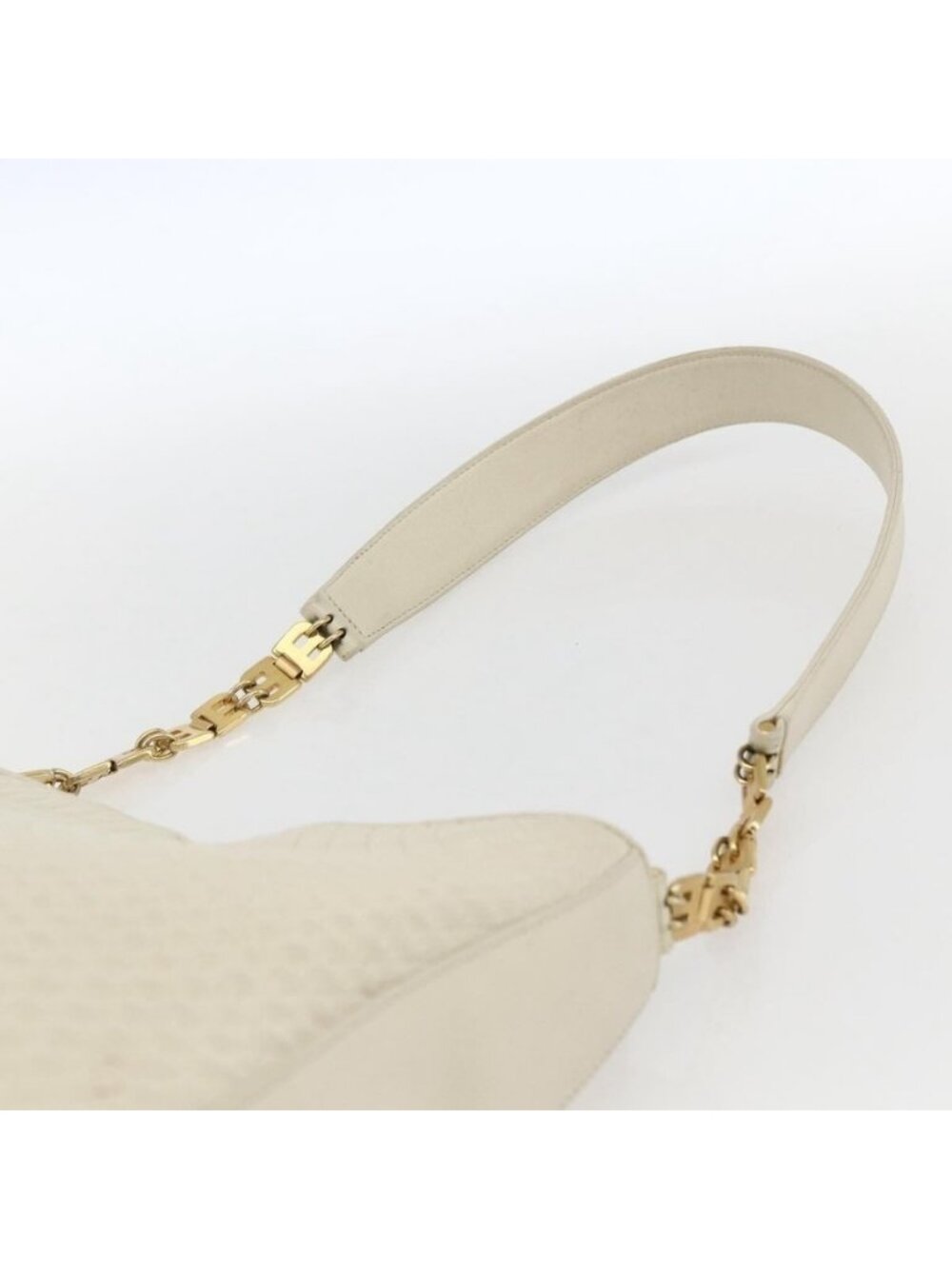 Authentic BALLY Shoulder Bag Leather Ivory Gold - Picture 15 of 16